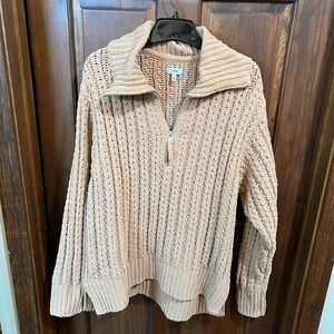 Aerie Cable Car Quarter Zip Sweater Size L - NWOT